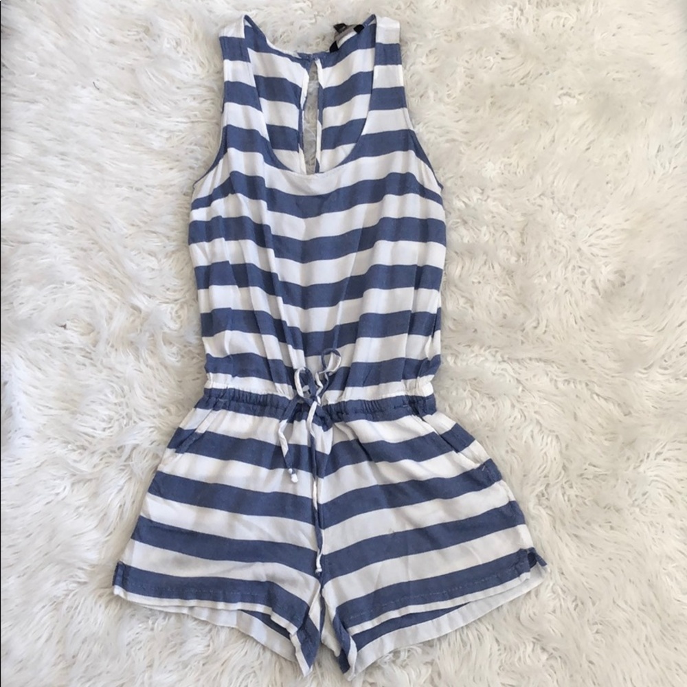 Banana Republic Blue & White striped romper SMALL